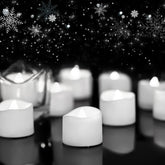 24 Pack Cool White LED Flameless Tea Lights, Battery Operated Flickering Candles with Long Battery Life for Wedding & Holiday Décor