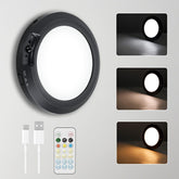 Battery Powered Ceiling Light with Remote – Rechargeable Motion Sensor LED, 3 Color Dimmable, Magnetic Mount