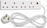 STATUS 4 Way Socket Extension Lead 4m – White 13A Extension Socket with Neon Power Indicator for Home & Office – More Reach, Less Plug-Swapping