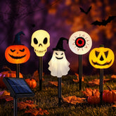 Halloween Solar Pathway Lights 5 Pack, Pumpkin Skull Ghost Stake Lamp