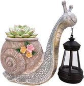 Planter with Solar Light Resin Snail Figure