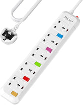 Mscien 1M 5 Way Extension Lead with Individual Switches & Surge Protection – Keep Your Everyday Essentials Connected, Your Space in Order