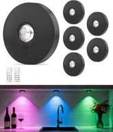 RGB Puck Lights with Remote, Rechargeable Under Cabinet Lighting – 6 Pack Wireless LED Stick-On Lights for Kitchen Cupboards, Wardrobes & Shelves - Put the Light Exactly Where Your Home Needs It