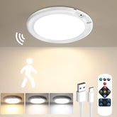 Rechargeable Motion Sensor Light with Remote Control, Magnetic Wireless Ceiling & Wall Light, Battery Powered PIR Light for Shed, Loft, Bathroom & Garage