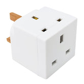 Double Dragon 13A 2-Way UK Plug Adapter – Compact 3-Pin Double Socket Splitter for Home & Office – Make One Socket Work Harder