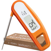 PT12 Javelin Ultra Fast Digital Meat Thermometer – Instant Read, 2.75" Probe, Foldable Compact Design, Large Display, Splash Resistant – Tangerine