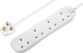 Masterplug Four Socket Extension Lead, 3 Metre Cable, Unswitched, 4-Way Plug Extension Cable, Power Strip, Basic Power, White, 13A, 4G, 3m, BFG3N
