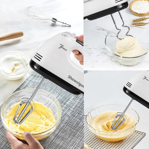 7-Speed Electric Hand Mixer for Baking – Stainless Steel Hand Whisk with Beaters & Dough Hooks, Lightweight Handheld Cake Mixer 7-Speed Electric Hand Mixer for Baking – Stainless Steel Hand Whisk with Beaters & Dough Hooks, Lightweight Handheld Cake Mixer