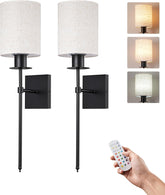 EDISHINE Wireless Rechargeable LED Wall Sconce Set of 2