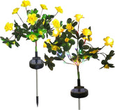 Solar Flowers, 2PCS Solar Flower Lights Outdoor Waterproof, 27.5 inch Garden Lights for Cemetery Pathway Yard