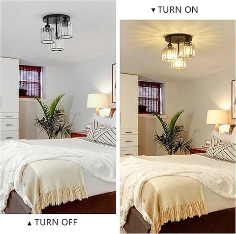 3-Light Modern Semi Flush Crystal Chandeliers 3-Light Modern Semi Flush Crystal Chandeliers