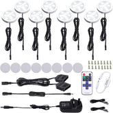 LED Under Cabinet Kitchen Lights 8 Pack Dimmable Remote 6000K Daylight