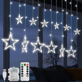 Jsdoin Christmas LED Stars Curtain Lights – Cool White 12 Stars 138 LEDs