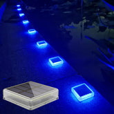 Lacasa Solar Deck Lights Outdoor Garden, 4 Pack Blue LED Dock Step Lights IP68 Waterproof Auto ON/Off for Stairs Driveway Pathway Lighting