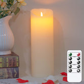 30cm Real Wax Flameless LED Pillar Candle with Remote, Timer & Moving Wick