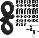 DOITOOL 120 Pcs Black Gutter Hooks for Outdoor Lights – 3.5cm S-Shaped Clips for Christmas Lights, Fairy Lights, Icicle Lights, Porches & Roofline Decorations