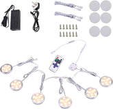 Under Cabinet LED Kitchen Lights 6 Pack Remote Dimmable Warm White 2700K