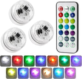 3 Pcs Mini Submersible LED Lights – Waterproof RGB Colour Changing Tea Lights with Remote Control for Ponds, Vases, Aquariums & Decorations