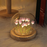 Purple 20 Tulips Flower Night Lamp with Fairy Lights – Cute Battery Powered Bedroom Decor Gift