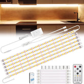 LED strip lights with remote control on a kitchen counter