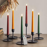 Set of 6 Autumnal Taper Candles – LED Flameless Real Wax with Remote