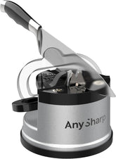 AnySharp Knife Sharpener – PowerGrip Suction Base | Hands-Free Safety | Sharpens All Kitchen Knives | Ideal for Hardened Steel & Serrated
