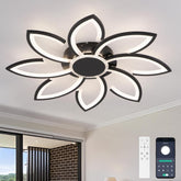 Modern ceiling light fixture with smartphone app controls on a neutral background