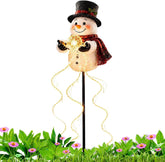Solar Stake Lights, Christmas Snowman Shape Pathway Fountain Lighting with
