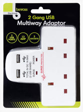 Benross 45600 2-Way Wall Adaptor with 2 USB Ports & Surge Protection – Make One Wall Socket Work Harder for Your Everyday Charging Needs