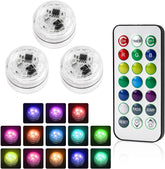 3 Pack Mini Submersible LED Lights – Waterproof RGB Underwater Lights with Remote Control, Adjustable Brightness & Timer for Pools, Aquariums, Fountains, Vases & Events
