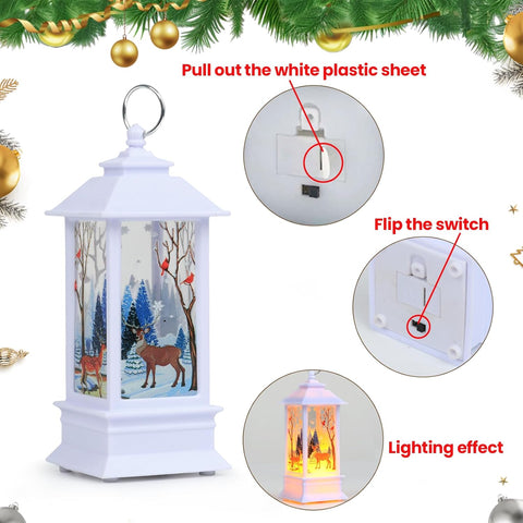 3PCS White Christmas Lanterns with LED Tea Light 3PCS White Christmas Lanterns with LED Tea Light