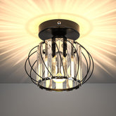 Industrial Black crystal Semi-Flush Ceiling Light