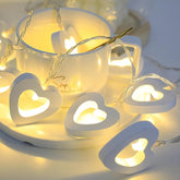 Wooden Heart LED Fairy String Lights, 59 Inch Battery Operated Decorative Lighting for Bedroom, Wedding & Home Décor