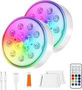 Rechargeable Submersible Pool Lights 2 Pack – IP68 Waterproof LED Underwater Lights with Remote, 16 Colour Changing Modes & Timer for Pools, Hot Tubs, Ponds & Aquariums