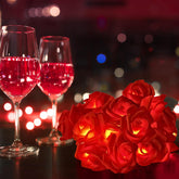 LED Rose Fairy String Lights, 8 Red Foam Roses, 1.45m Battery Operated Warm Light for Indoor Décor