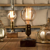 Bonlux Industrial Table Lamp – Dimmable E27 Steampunk Desk Lamp with Touch Control, Brown Wooden Base for Bedroom, Study & Living Room