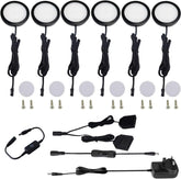 Under Cabinet LED Puck Lighting Kit with Touch Dimmer Switch, 6 Daylight Lights
