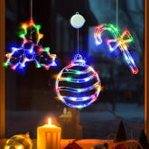 Christmas Window Lights, 3 Pack Multicoloured Ball, Holly Berry & Candy Cane with Suction Cup, Timer Function & Slow Fade Mode – Battery Operated LED Window Decorations