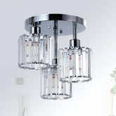3-Light Modern Semi Flush White Crystal Chandeliers