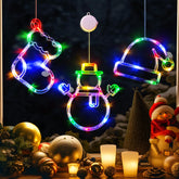 Christmas LED Window Lights Set, 3 Pack Multicolour Santa Hat, Snowman & Stocking with Suction Cups | Battery Operated Lights with Timer & Slow Fade Mode for Christmas Decoration