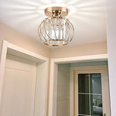 LED Golden Crystal Flush Mount Ceiling Chandelier