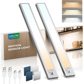 LROLTEF 21cm Under Cabinet Motion Sensor LED Light – Rechargeable Dimmable Wardrobe Light with 3 Colour Temperatures for Kitchens, Cupboards & Bedrooms - Put Light Exactly Where You Need It