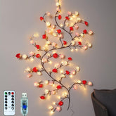 Rose LED Vine Wall Lights 3.9FT, 48 LED Blossom Branch Fairy Lights with Remote and 8 Lighting Modes for Bedroom Décor