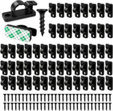 120 Pack String Light Clips with Screws – Dewbeat Outdoor Garden Light Hooks with Adhesive Mounting for Fences, Patios & Balconies – Keep Your Favourite Spaces Beautifully Lit