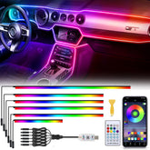 6-in-1 Acrylic Car Interior LED Lights – 584 LEDs RGB Ambient Lighting Kit, 445cm Multi-Strip with APP Control, Music Sync & 16 Million Colours