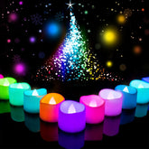 24 Pack 7-Color Changing LED Flameless Tea Lights, Battery Operated Flickering Candles for Party & Festival Décor