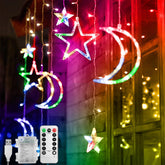 Jsdoin Star Moon LED Curtain Lights 3.5m – 138 LEDs – 8 Modes – Multicolour