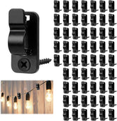 60 Pack Outdoor String Light Clips Screw-in Hooks – Garden Hooks for Fairy Lights, Garden Lighting & Decorative Cables – Keep Every Light Neat, Secure and Exactly Where You Want It