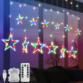Jsdoin Christmas LED Stars Curtain Lights 12 Stars 138 Multicolour String Lights