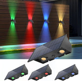 Solar LED Wall Light Outdoor Garden Door Fence Lamp Black RGB Dimmable